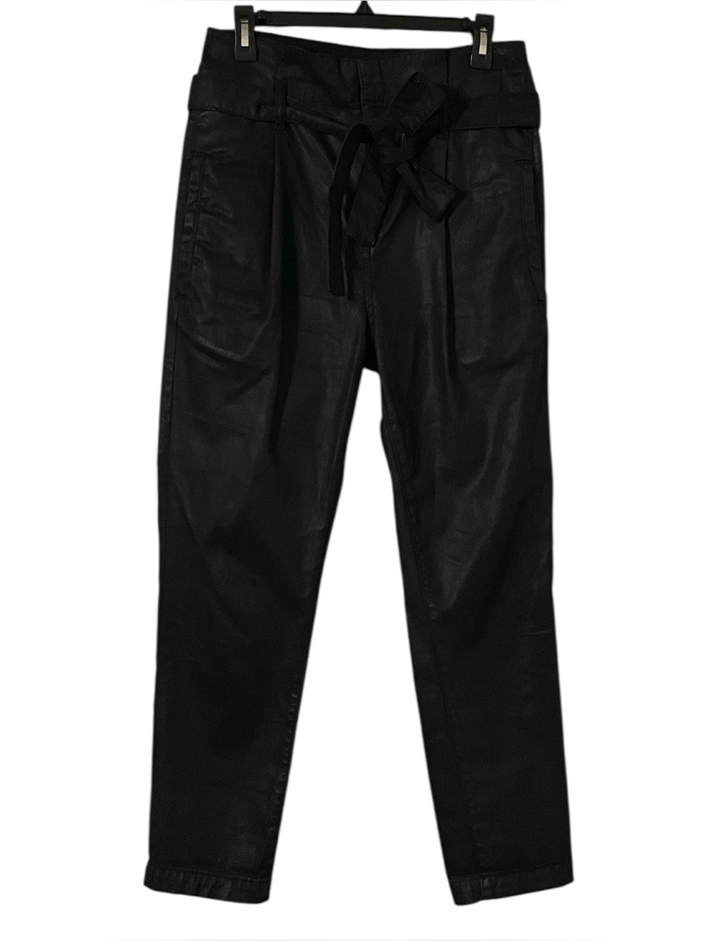 DL1961 Women's Black Coated Susie Paper Bag High Rise Tapered Jeans Size 27